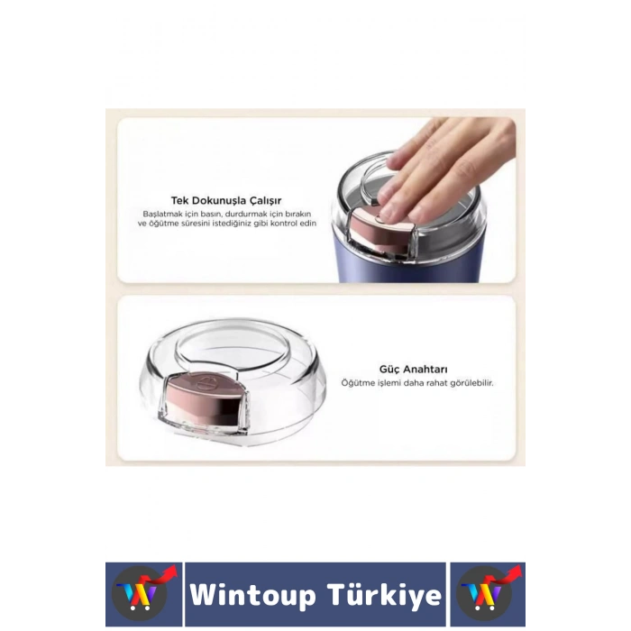 #KahveÖğütücü Kompakt Küçük Kuruyemiş Karabiber Aşırı Isınma Korumalı Paslanmaz Çelik Şık Güçlü Motor Değirmen Kahve Baharat Öğütücü