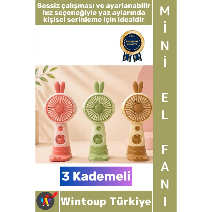 #Vantilatör Seyahat Tipi Kompakt Taşınabilir Hafif Sessiz Çalışma Ev Ofis Yaz Serinleme Şık Sevimli Tavşan Kulaklı 3 Kademeli Şarjlı Mini El Fanı Vantilatör
