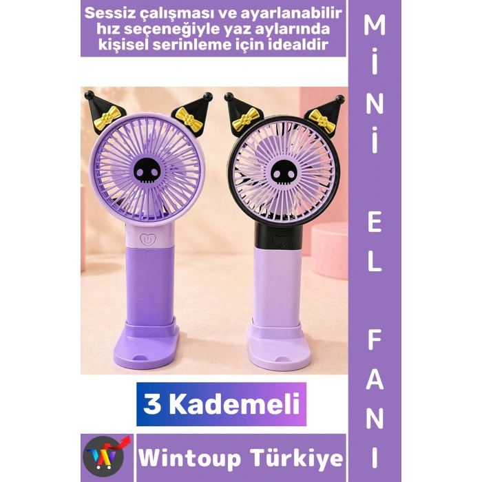 #Vantilatör Seyahat Tipi Kompakt Taşınabilir Hafif Sessiz Çalışma Ev Ofis Yaz Serinleme Şık Sevimli Anime Figürlü 3 Kademeli Şarjlı Mini El Fanı Vantilatör