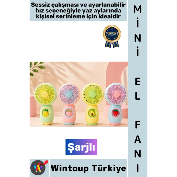#Vantilatör Kompakt Taşınabilir Hafif Sessiz Çalışma Ev Ofis Seyahat Yaz Serinleme Sevimli Şık Meyve Detaylı Şarjlı Mini El Fanı Vantilatör