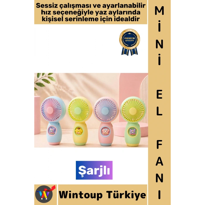 #Vantilatör Kompakt Taşınabilir Hafif Sessiz Çalışma Ev Ofis Seyahat Yaz Serinleme Sevimli Şık Anime Figür Detaylı Şarjlı Mini El Fanı Vantilatör