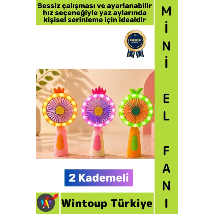#Vantilatör Kompakt Taşınabilir Hafif Sessiz Çalışma Ev Ofis Seyahat Yaz Serinleme Sevimli Şık Tasarım Renkli Işıklı Şarjlı 2 Kademeli Mini El Fanı Vantilatör
