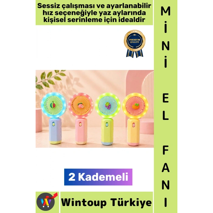#Vantilatör Kompakt Hafif Sessiz Çalışma Ev Ofis Seyahat Serinleme Çok Şık Sevimli Tasarım Renkli Işıklı Şarjlı 2 Kademeli Mini El Fanı Vantilatör