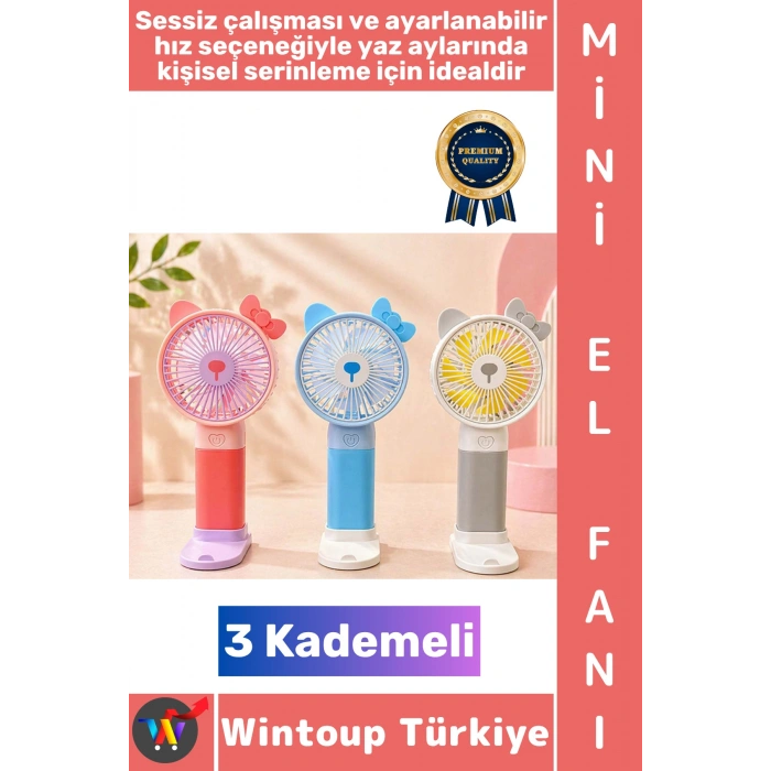 #Vantilatör Seyahat Tipi Kompakt Taşınabilir Hafif Sessiz Çalışma Ev Ofis Yaz Serinleme Şık Sevimli Model 3 Kademeli Şarjlı Mini El Fanı Vantilatör