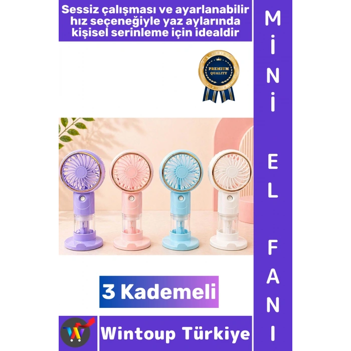 #Vantilatör Seyahat Tipi Kompakt Taşınabilir Hafif Sessiz Çalışma Ev Ofis Yaz Serinleme Şık Su Hazneli Buharlı 3 Kademeli Şarjlı Mini El Fanı Vantilatör