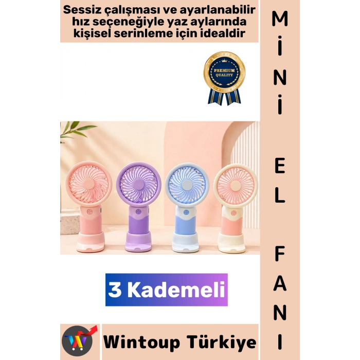 #Vantilatör Seyahat Tipi Kompakt Gündelik Taşınabilir Hafif Sessiz Çalışma Ev Ofis Yaz Serinleme Şık 3 Kademeli Şarjlı Mini El Fanı Vantilatör