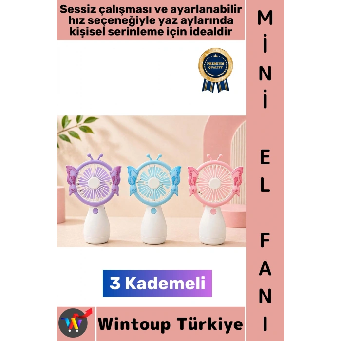 #Vantilatör Kompakt Taşınabilir Hafif Sessiz Çalışma Ev Ofis Seyahat Yaz Serinleme Sevimli Şık Tasarımlı Şarjlı 3 Kademeli Mini El Fanı Vantilatör