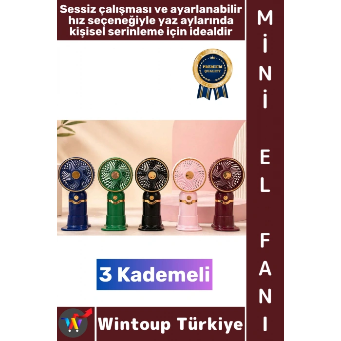 #Vantilatör Gündelik Çanta Boy Seyahat Tipi Kompakt Taşınabilir Hafif Sessiz Çalışma Ev Ofis Yaz Serinleme Şık 3 Kademeli Şarjlı Mini El Fanı Vantilatör