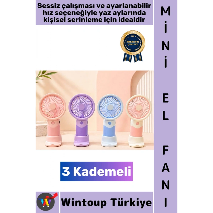 #Vantilatör Mini Çanta Boy Gündelik Seyahat Tipi Kompakt Taşınabilir Hafif Sessiz Çalışma Ev Ofis Yaz Serinleme Şık 3 Kademeli Şarjlı El Fanı Vantilatör