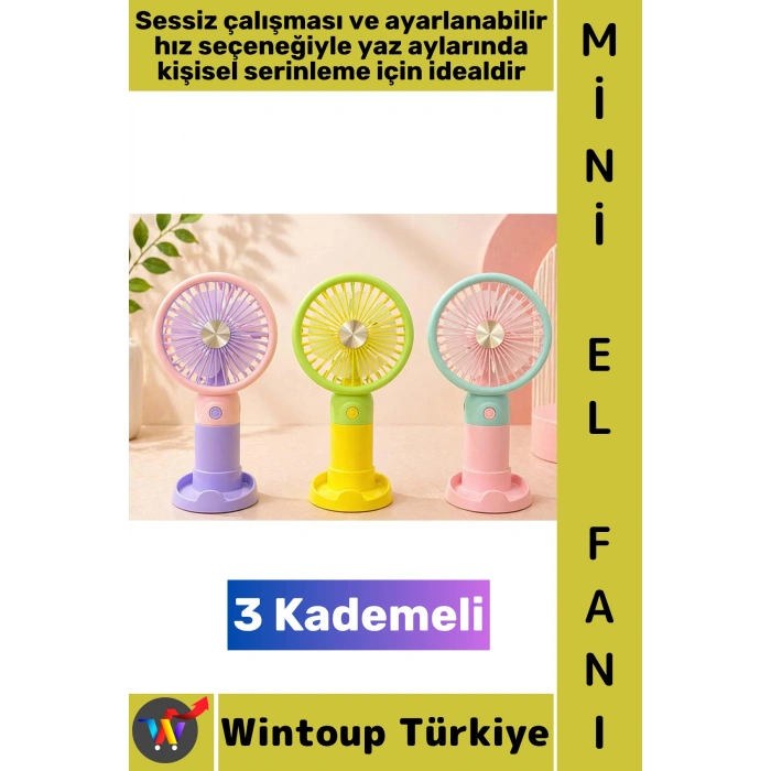 #Vantilatör Kompakt Mini Çanta Boy Gündelik Seyahat Tipi Taşınabilir Hafif Sessiz Çalışma Ev Ofis Yaz Serinleme Şık Tasarım 3 Kademeli Şarjlı El Fanı Vantilatör