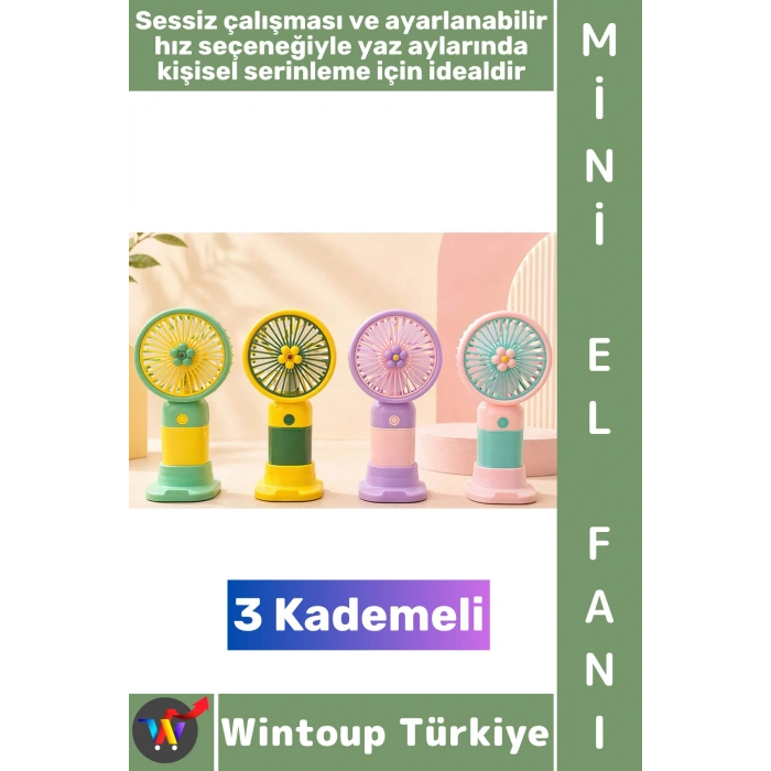 #Vantilatör Gündelik Çanta Boy Seyahat Tipi Kompakt Taşınabilir Hafif Sessiz Çalışma Ev Ofis Yaz Serinleme Şık Renkli 3 Kademeli Şarjlı Mini El Fanı Vantilatör