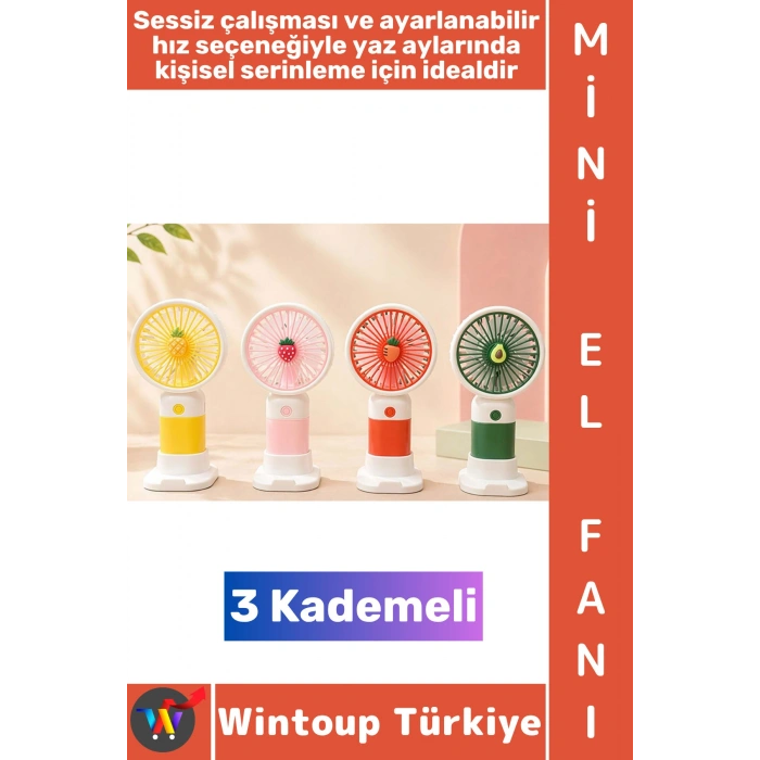 #Vantilatör Gündelik Çanta Boy Seyahat Tipi Kompakt Taşınabilir Hafif Sessiz Çalışma Ev Ofis Yaz Serinleme Renkli Şık Model 3 Kademeli Şarjlı Mini El Fanı Vantilatör