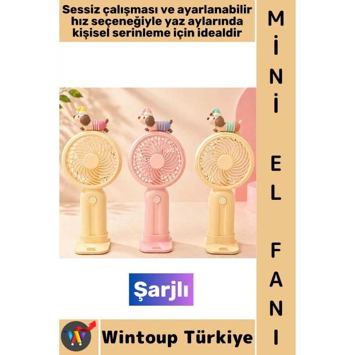 #Vantilatör Mini Gündelik Çanta Boy Seyahat Tipi Kompakt Taşınabilir Hafif Sessiz Çalışma Ev Ofis Yaz Serinleme Şık Sevimli Köpek Figürlü Şarjlı El Fanı Vantilatör