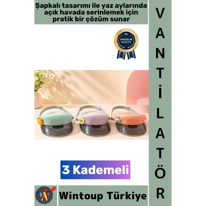 #Vantilatör Gündelik Çanta Boy Seyahat Tipi Kompakt Taşınabilir Hafif Sessiz Çalışma Yaz Serinleme Şık Sevimli Detaylı Güneş Koruyucu Şapkalı Model 3 Kademeli Şarjlı Fan Vantilatör