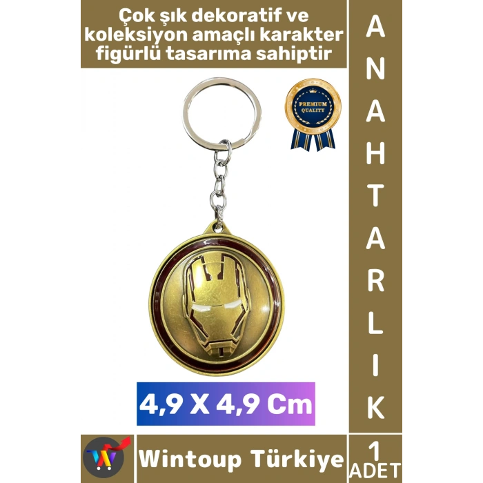 #Hediye Hediyelik Dekoratif Aksesuar Figür Koleksiyon Kırılma Çizilmeye Dayanıklı Karakter Figürlü Çok Şık Marvel Iron Man Anahtarlık 4,9 X 4,9 Cm