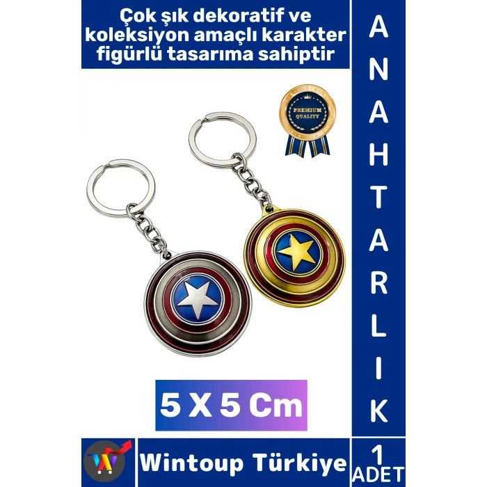 #Hediye Hediyelik Dekoratif Aksesuar Figür Koleksiyon Kırılma Çizilmeye Dayanıklı Karakter Figürlü Çok Şık Marvel Captan America Anahtarlık 5 X 5 Cm