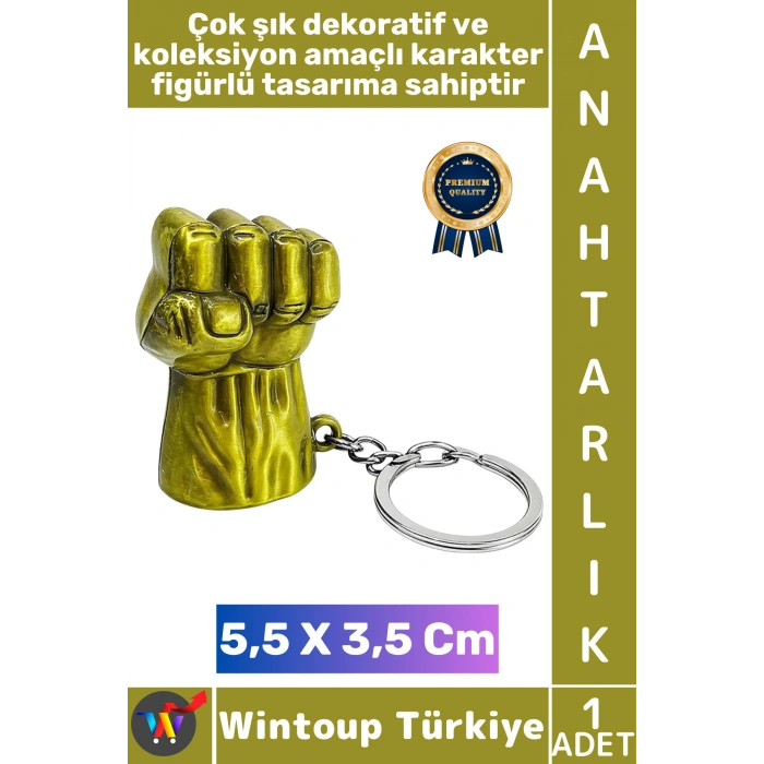 #Hediye Hediyelik Dekoratif Aksesuar Figür Koleksiyon Kırılma Çizilmeye Dayanıklı Karakter Figürlü Çok Şık Marvel Hulk Yumruğu Metal Anahtarlık 5,5 X 3,5 Cm