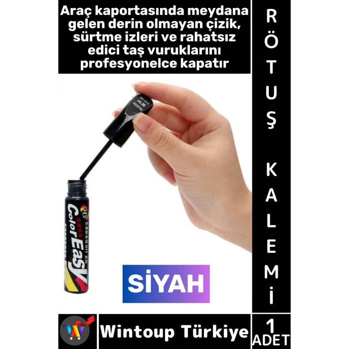 #OtoBoya Otomobil Bakım Araç Kaporta Onarıcı Taş İzi Çizik Giderici Parlaklık Kazandırıcı UV Korumalı Tamir Boyası Hassas Fırçalı Siyah Renk Rötuş Kalemi