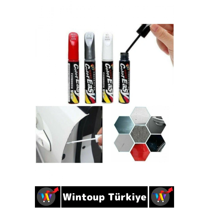 #OtoBoya Otomobil Bakım Araç Kaporta Onarıcı Taş İzi Çizik Giderici Parlaklık Kazandırıcı UV Korumalı Tamir Boyası Hassas Fırçalı Siyah Renk Rötuş Kalemi 2 Adet