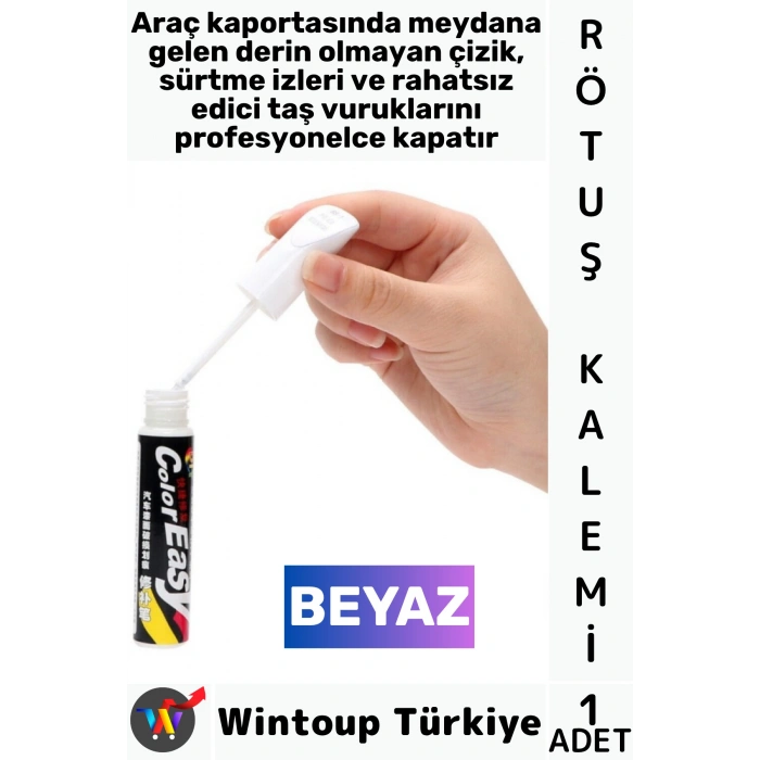 #OtoBoya Otomobil Bakım Araç Kaporta Onarıcı Taş İzi Çizik Giderici Parlaklık Kazandırıcı UV Korumalı Tamir Boyası Hassas Fırçalı Beyaz Renk Rötuş Kalemi