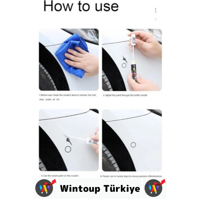 #OtoBoya Otomobil Bakım Araç Kaporta Onarıcı Taş İzi Çizik Giderici Parlaklık Kazandırıcı UV Korumalı Tamir Boyası Hassas Fırçalı Beyaz Renk Rötuş Kalemi