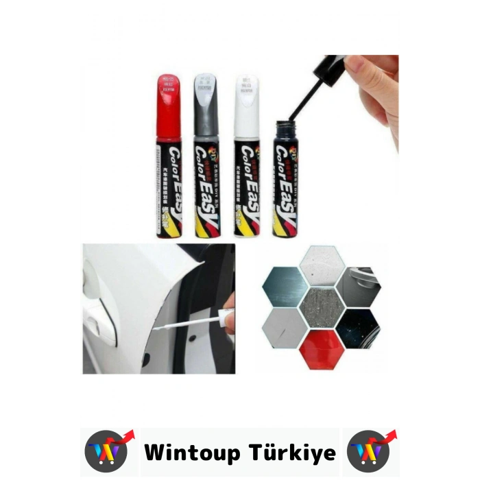 #OtoBoya Otomobil Bakım Araç Kaporta Onarıcı Taş İzi Çizik Giderici Parlaklık Kazandırıcı UV Korumalı Tamir Boyası Hassas Fırçalı Beyaz Renk Rötuş Kalemi 2 Adet