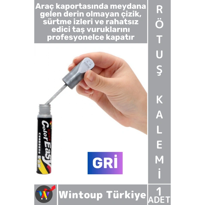 #OtoBoya Otomobil Bakım Araç Kaporta Onarıcı Taş İzi Çizik Giderici Parlaklık Kazandırıcı UV Korumalı Tamir Boyası Hassas Fırçalı Gri Renk Rötuş Kalemi