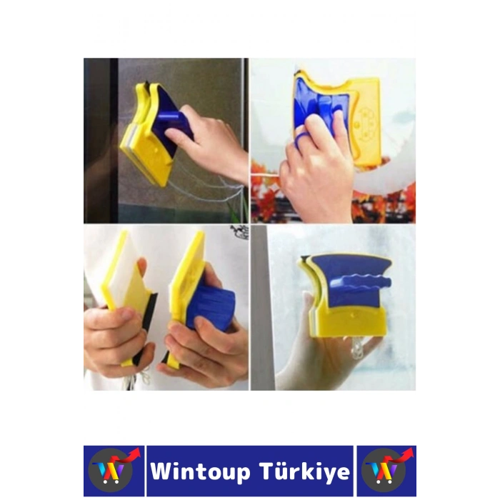 #CamSileceği Özel Tasarım Manyetik Emniyet İpli Yüksek Katlı İç Dış Cephe Akvaryum Otomobil Ayna Temizlik Pratik Mıknatıslı Çift Taraflı Cam Sileceği
