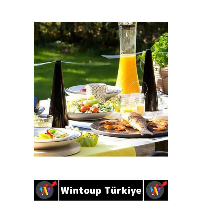 #SinekKovar Kamp Outdoor Piknik Restoran Ev Oda Banyo Mutfak Piramit Gövde PVC Kanat Pervane Masa Üstü Taşınabilir Pratik Pilli Sinek Kovucu Makine 25 Cm