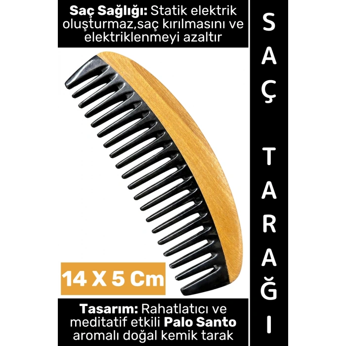 #Tarak Kompakt Mini Çanta Boy Saç Tarağı Kırılma Elektriklenme Azaltan Rahatlatıcı Meditatif Etkili Palo Santo Aromalı Estetik Doğal Kemik Tarak 14 X 5 Cm