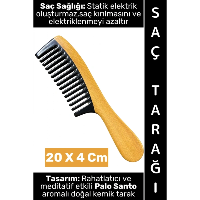 #Tarak Kompakt Mini Çanta Boy Saç Tarağı Kırılma Elektriklenme Azaltan Rahatlatıcı Meditatif Etkili Palo Santo Aromalı Estetik Çok Şık Doğal Kemik Tarak 20 X 4 Cm