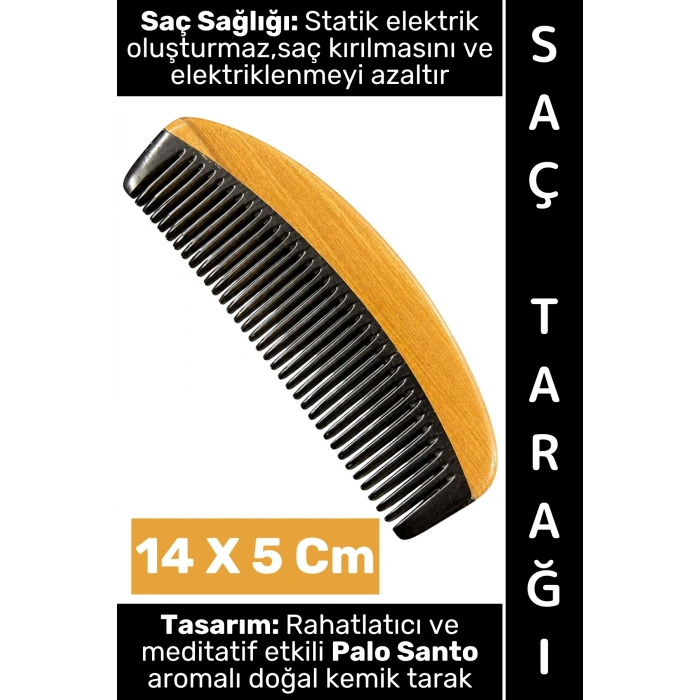 #Tarak Kompakt Çanta Boy Saç Tarağı Kırılma Elektriklenme Azaltan Rahatlatıcı Meditatif Etkili Palo Santo Aromalı Estetik Doğal Kemik Tarak 14 X 5 Cm