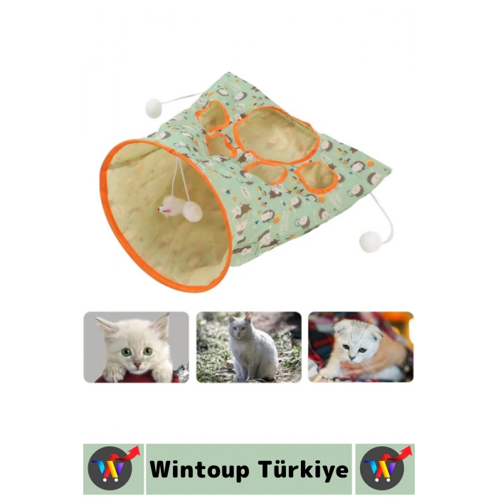 #Oyuncak Evcil Hayvan Pet İnteraktif Sevimli Pati Gözetleme Delikli İlgi Çekici Peluş Fare Oyuncaklı Katlanabilir Hışırtılı Kedi Oyun Tüneli Çantası