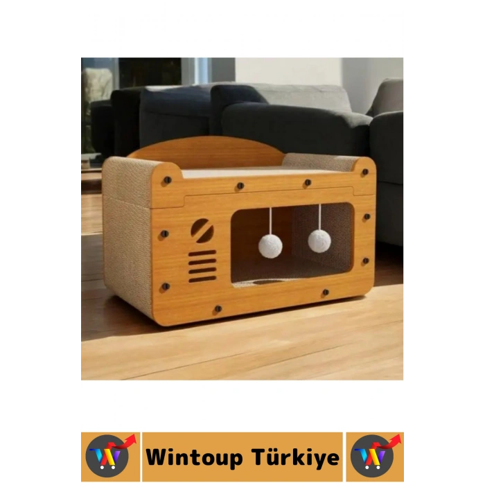 #OyunEvi Evcil Hayvan İlgi Çekici Peluş Toplu Uyku Yuvası Dinlenme Alanı Modern Estetik Ahşap Tek Katlı Tırmalamalı Küçük Irk Köpek Kedi Oyun Evi