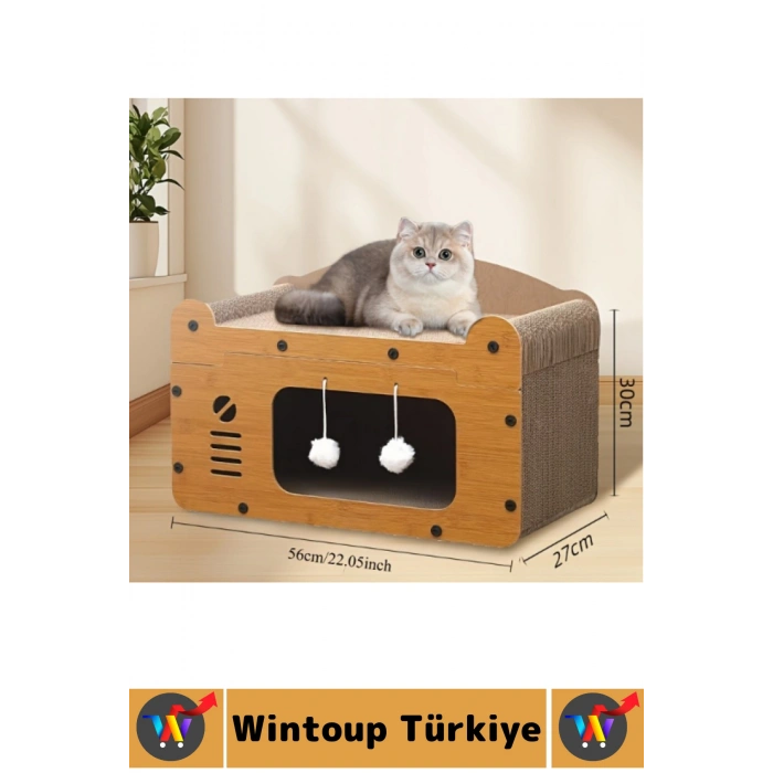 #OyunEvi Evcil Hayvan İlgi Çekici Peluş Toplu Uyku Yuvası Dinlenme Alanı Modern Estetik Ahşap Tek Katlı Tırmalamalı Küçük Irk Köpek Kedi Oyun Evi