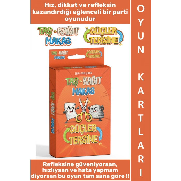 #Oyun Eğlenceli Ev Okul Arkadaş Aile Ortamı Parti Yılbaşı Refleks Hız Dikkat Gelişimi Kart Oyunu Taş Kağıt Makas-Güçler Tersine