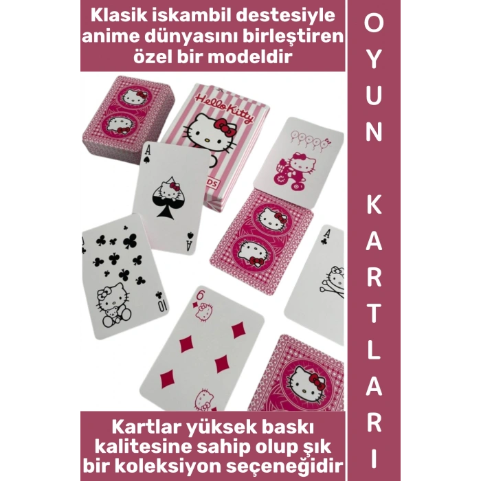 #Oyun Premium Kalite Kolay Yıpranmaz Suya Yırtılmaya Dayanıklı Koleksiyon Anime Karakter Figür Nostaljik Hello Kitty Kağıt Oyunu İskambil Kartları