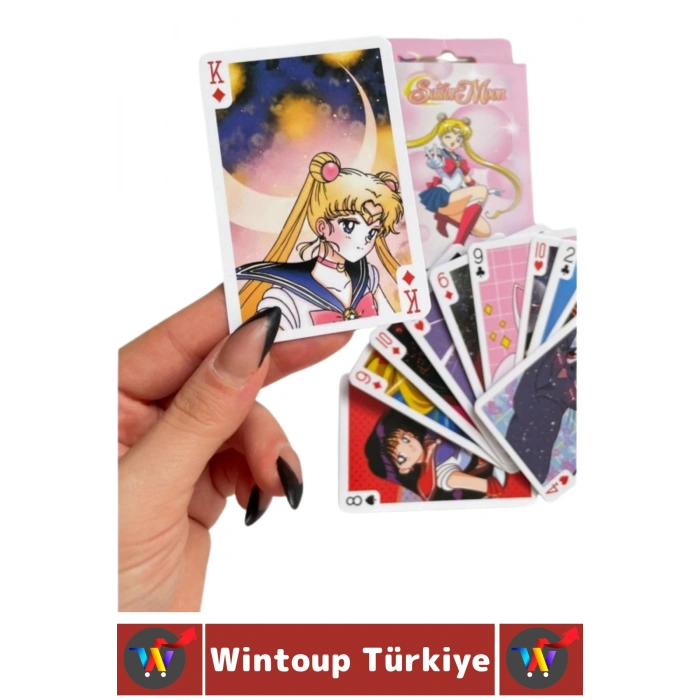 #Oyun Premium Kalite Kolay Yıpranmaz Suya Yırtılmaya Dayanıklı Koleksiyon Anime Karakter Figür Nostaljik Sailor Moon Kağıt Oyunu İskambil Kartları