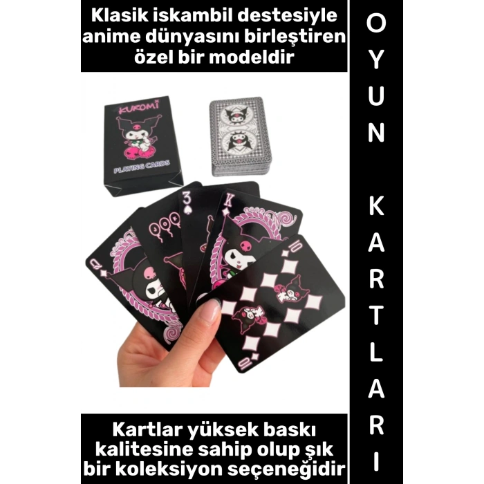 #Oyun Premium Kalite Kolay Yıpranmaz Suya Yırtılmaya Dayanıklı Koleksiyon Anime Karakter Figür Nostaljik Kuromi Kağıt Oyunu İskambil Kartları