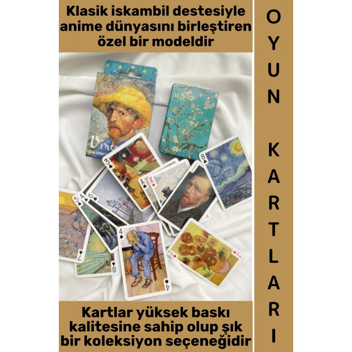 #Oyun Premium Kalite Kolay Yıpranmaz Suya Yırtılmaya Dayanıklı Koleksiyon Anime Karakter Figür Nostaljik Vincent Van Gogh Kağıt Oyunu İskambil Kartları