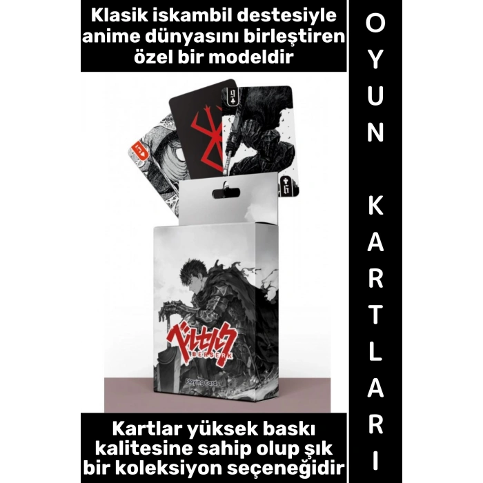 #Oyun Premium Kalite Kolay Yıpranmaz Suya Yırtılmaya Dayanıklı Koleksiyon Anime Karakter Figür Nostaljik Berserk Kağıt Oyunu İskambil Kartları