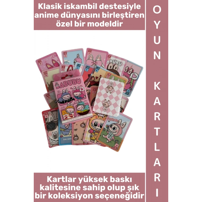 #Oyun Premium Kalite Kolay Yıpranmaz Suya Yırtılmaya Dayanıklı Koleksiyon Anime Karakter Figür Nostaljik Labubu Kağıt Oyunu İskambil Kartları