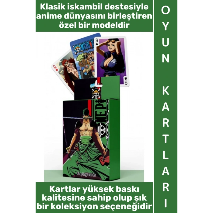#Oyun Premium Kalite Kolay Yıpranmaz Suya Yırtılmaya Dayanıklı Koleksiyon Anime Karakter Figür Nostaljik One Piece 2 Kağıt Oyunu İskambil Kartları