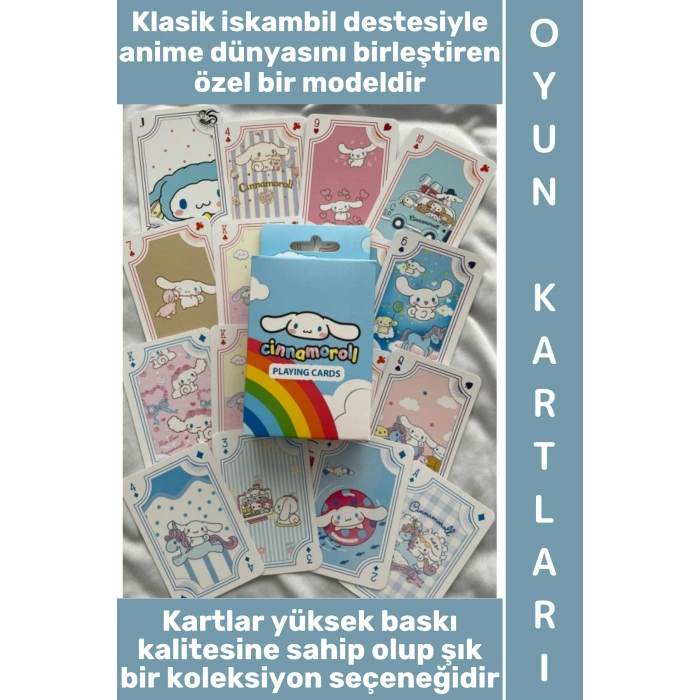 #Oyun Premium Kalite Kolay Yıpranmaz Suya Yırtılmaya Dayanıklı Koleksiyon Anime Karakter Figür Nostaljik Cinnamoroll Kağıt Oyunu İskambil Kartları