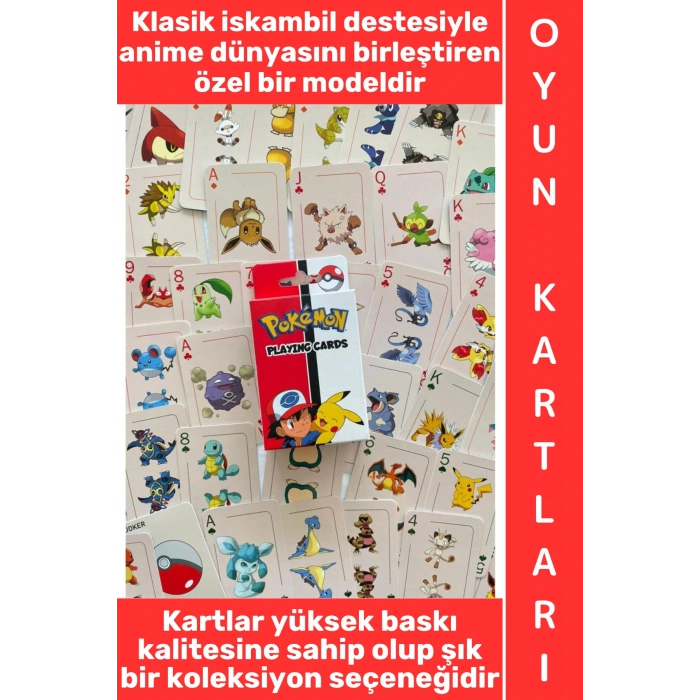 #Oyun Premium Kalite Kolay Yıpranmaz Suya Yırtılmaya Dayanıklı Koleksiyon Anime Karakter Figür Nostaljik Pokemon Kağıt Oyunu İskambil Kartları