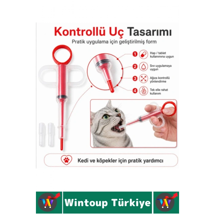#KöpekSağlık Evcil Hayvan Yıkanabilir Hafif Kompakt Yavru Yetişkin Kedi Köpek Sıvı Tablet Mama Takviyesi Şeffaf Gövde Kontrollü İtme Mekanizması Hap Yutturma Aparatı 2 Adet