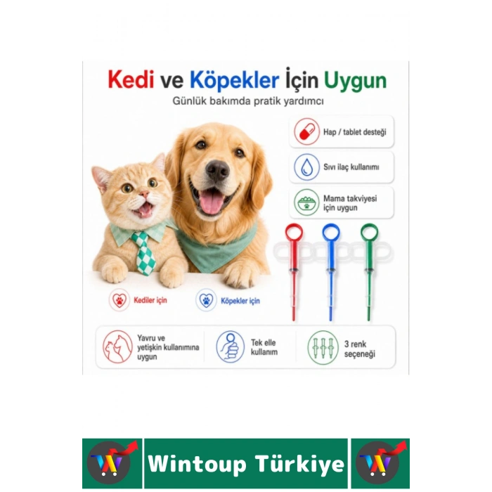 #KöpekSağlık Evcil Hayvan Yıkanabilir Hafif Kompakt Yavru Yetişkin Kedi Köpek Sıvı Tablet Mama Takviyesi Şeffaf Gövde Kontrollü İtme Mekanizması Hap Yutturma Aparatı 2 Adet