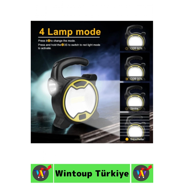 #Kamp Premium Piknik Outdoor Dağcılık Elektrik Kesintisi Acil Durum Yüksek Parlaklıklı COB LED Panel Taşıma Kulplu Denge Ayaklı Taşınabilir Pilli Mini Kamp El Feneri Işıldak