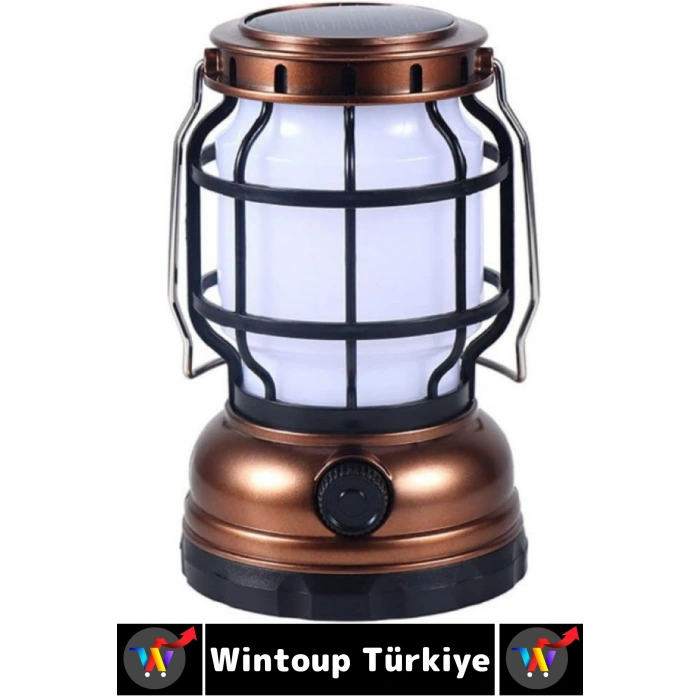 #Kamp Premium Outdoor Piknik Retro Koruyucu Kafesli Izgara Taşıma Asma Kulplu USB Şarjlı 2 Modlu Dekoratif Kamp Lambası