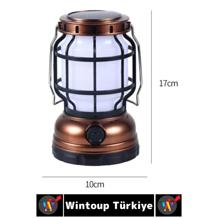 #Kamp Premium Outdoor Piknik Retro Koruyucu Kafesli Izgara Taşıma Asma Kulplu USB Şarjlı 2 Modlu Dekoratif Kamp Lambası